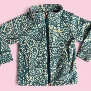 Columbia Infant Fleece Jacket 12–18M Teal Floral Print Zip Up